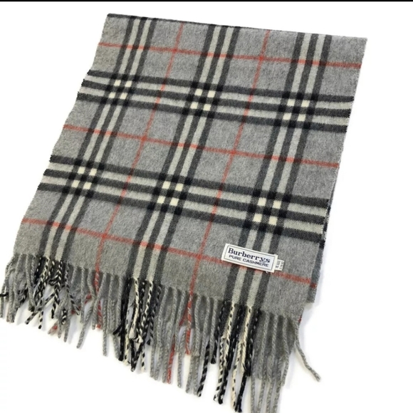 Burberrys Check 100% Cashmere Stole Scarf MultiColor/grey - Picture 8 of 10